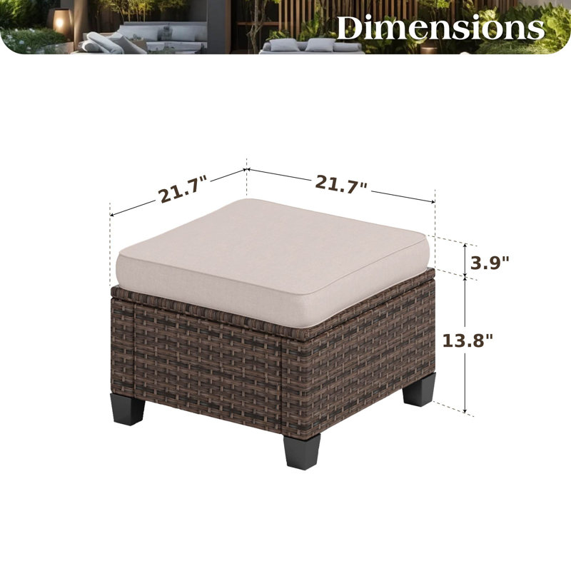 Repose-pieds d'extérieur en osier Salem, Beige