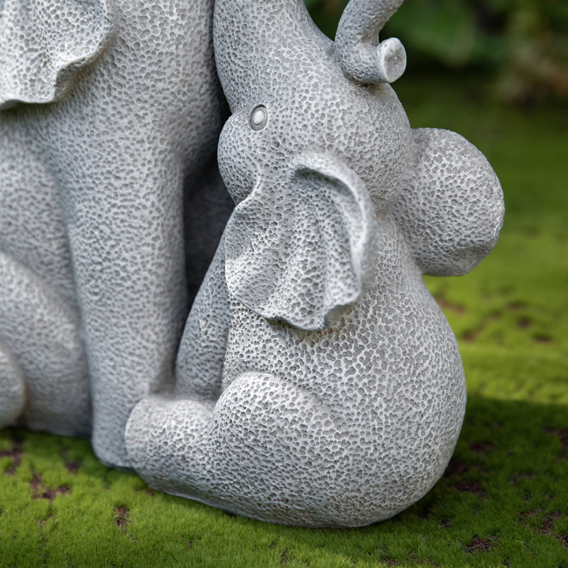Statue 18,25 po H en résine mère et bébé éléphant
