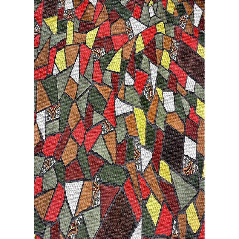 Tapis rouge/brun/jaune à motifs Olene, Rectangle 8 pi x 12 pi