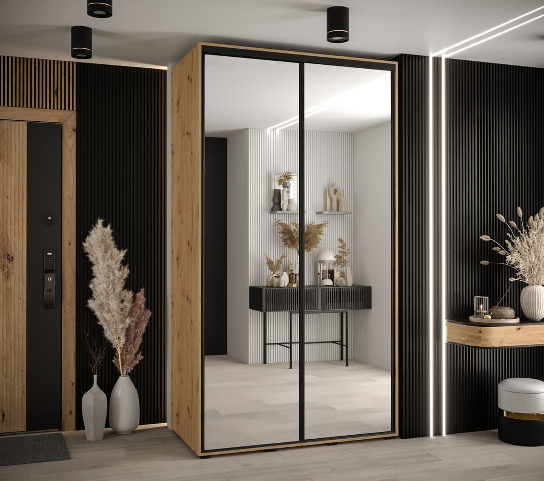 Azavian II Sliding Mirrored Door Wardrobe 130cm – Sleek and Compact Storage Solution