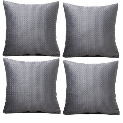 Ultrasonic Square Print Geometric Velvet Reversible Pillow Cover