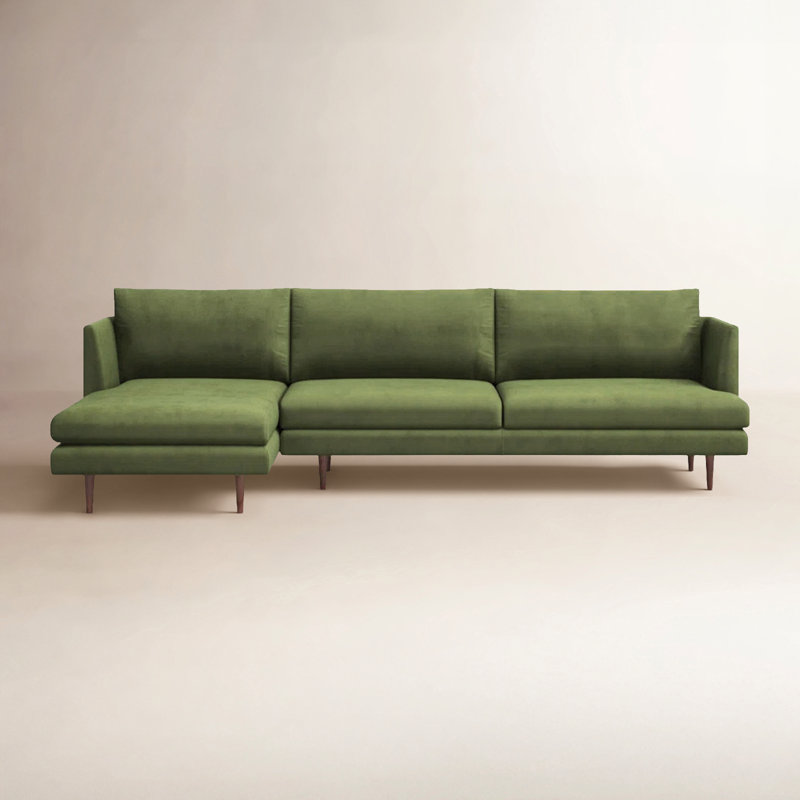 Miller Polyester Blend Sectional, Left Hand Facing, Olive Green Polyester Blend