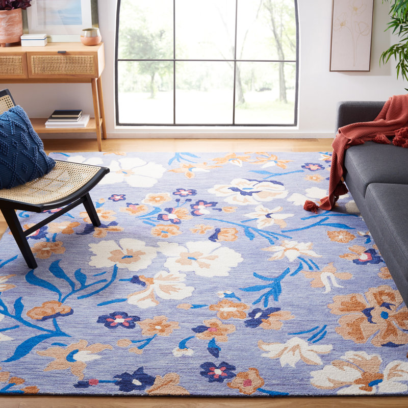 Tapis floral en laine touffeté à la main Jardin, Rectangle 8 pi x 10 pi