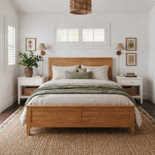 Modern Platform Bed with Sturdy Slat Support, No Box Spring Needed, Seadrift Finish