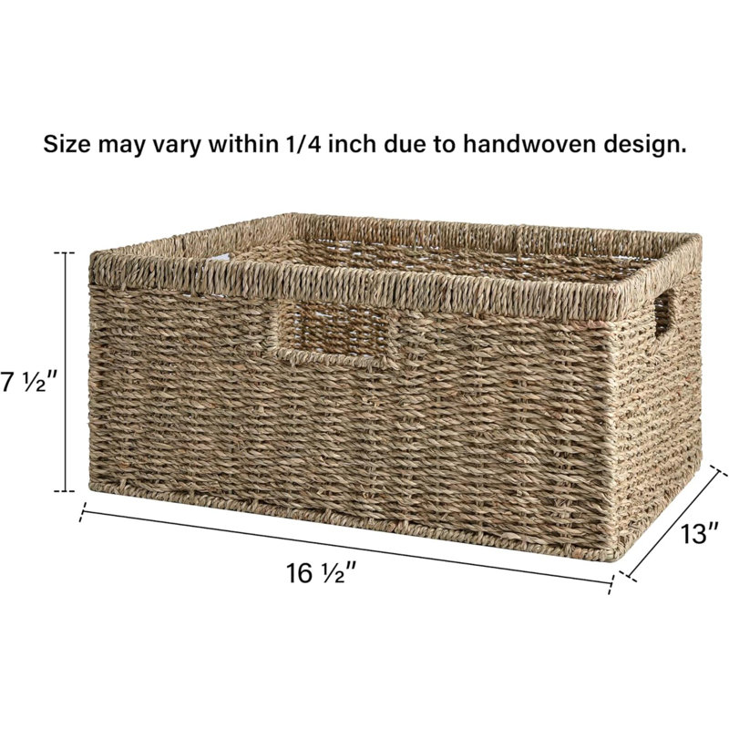 Jumbo Wicker Basket For Orgainzing, Seagrass Storage Basket With Built-In Handles, Handwoven Wicker Basket For Blanket, 1 Pack