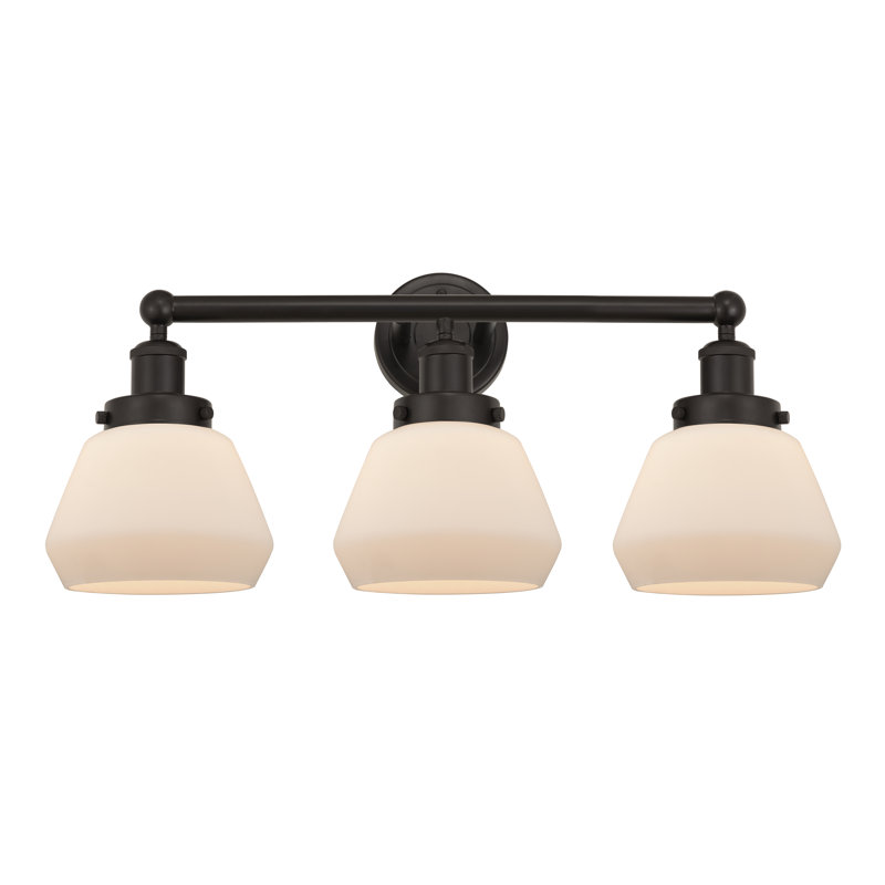 Éclairage de salle de bain à 3 lumières à intensité variable Rivka, Blanc mat, Bronze huilé