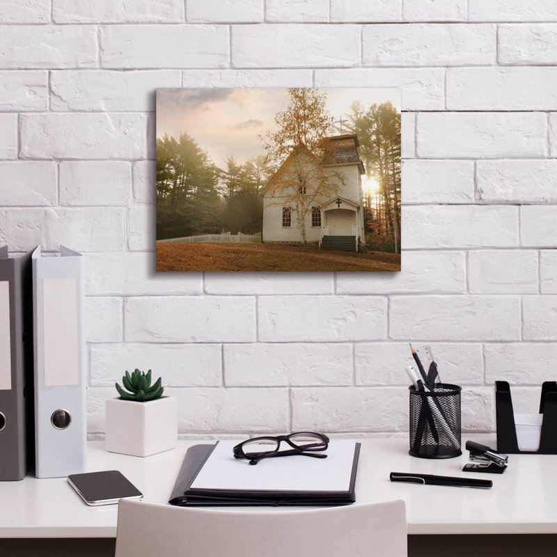 «Little White Church» par Lori Deiter, H 12 po x l 16 po x P 0,75 po