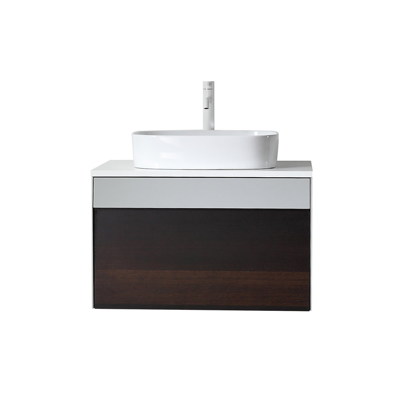 Ronda 30'' W Single Wall-Mounted Vanity, Smoke Gray/Dark Brown