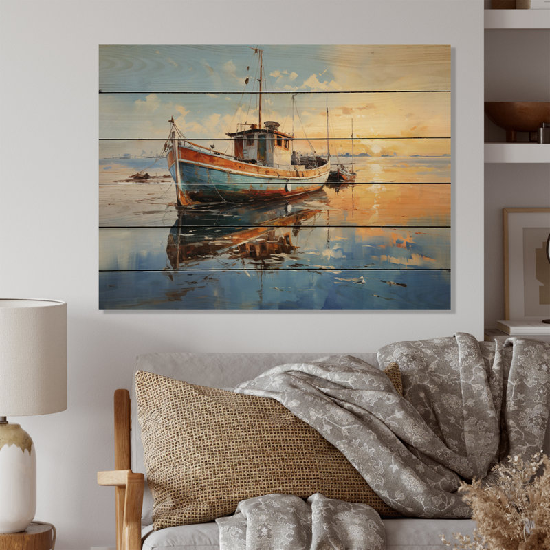 Impression sur bois, Forges Boat Seascape Impression V, H 10 po x l 20 po x P 0,78 po