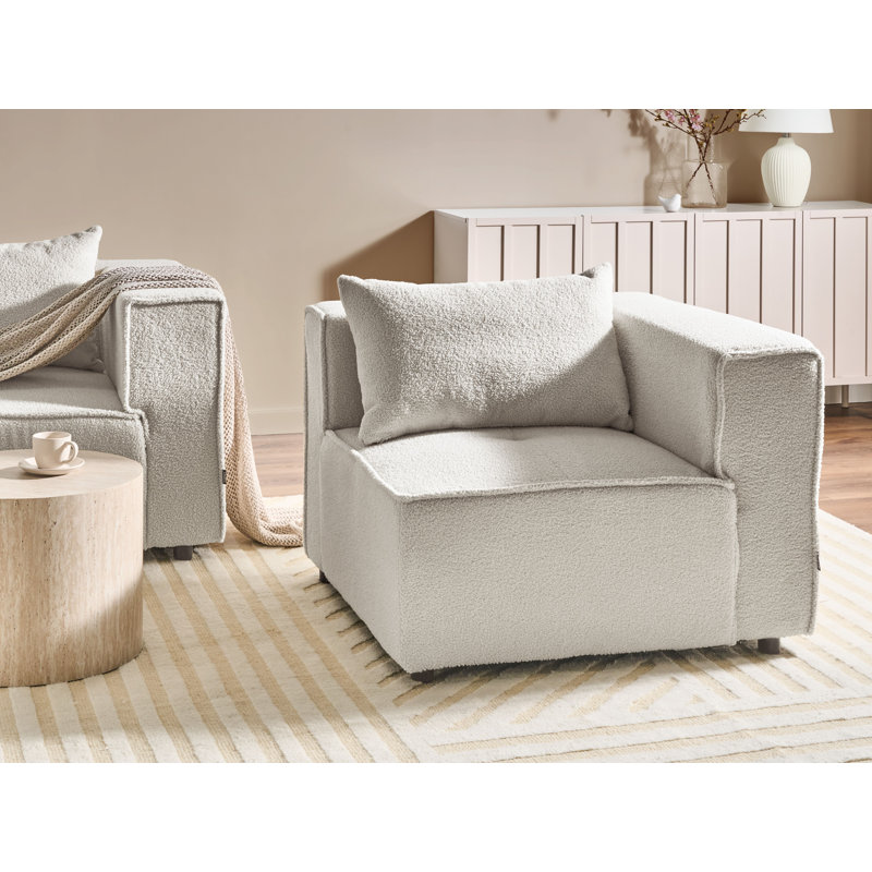 Chandy 1 Seater Boucle Seating Component, White Boucle