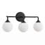 Luminaire de salle de bain à 3 lumières à intensité variable avec abat-jour en verre blanc soufflé à la main-133329467