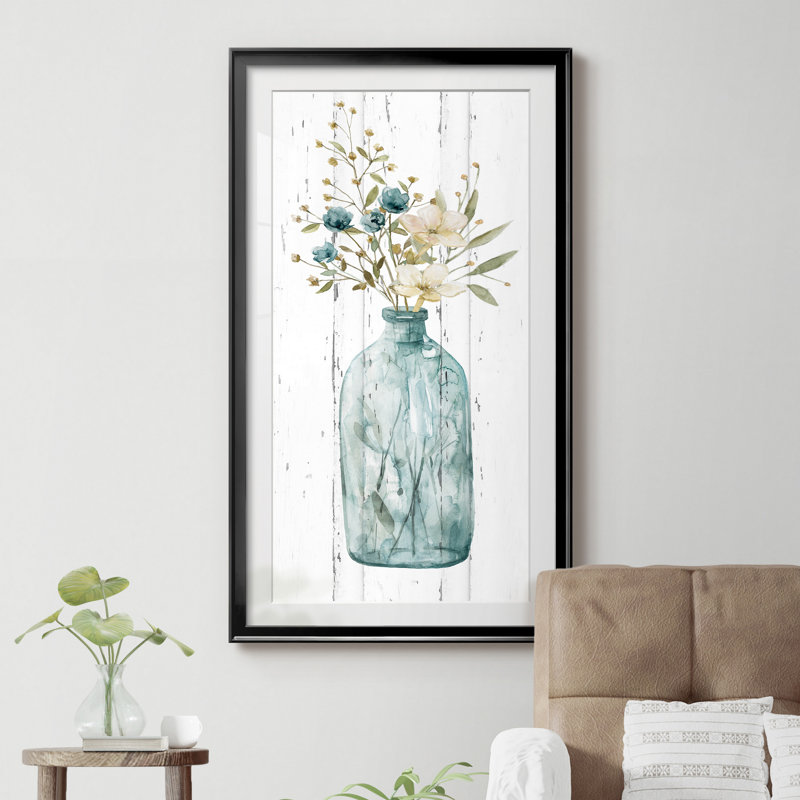 Farmhouse Flower Bouquet I - impression encadrée, H 22,5 po x l 42,5 po x P 1,5 po, Cadre noir