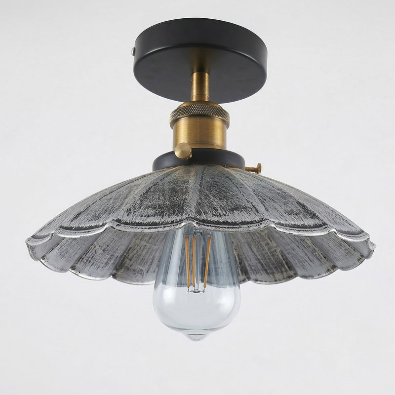 Semi Flush Mount, Brushed Silver, No