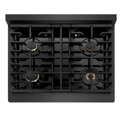 ZLINE Designer 30 in. Paramount Gas Rangetop in Black Satin Steel with Black and Bronze Accents
