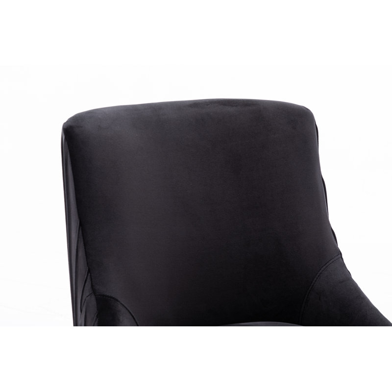 Baudel 19.7'' H Tufted Velvet Upholstered Side Chair, Black
