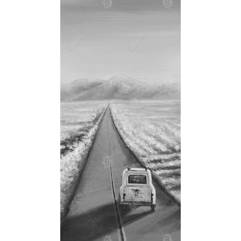 Car on the road - 15.75"x31.50" Desk mat