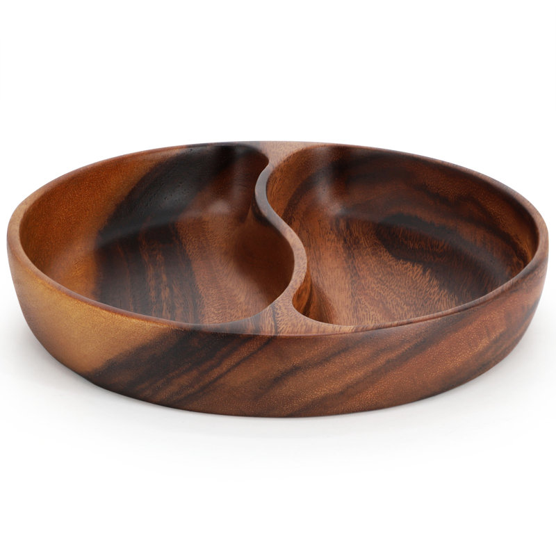 Bol de service rond en bois d'acacia foncé foncé 10 pouces
