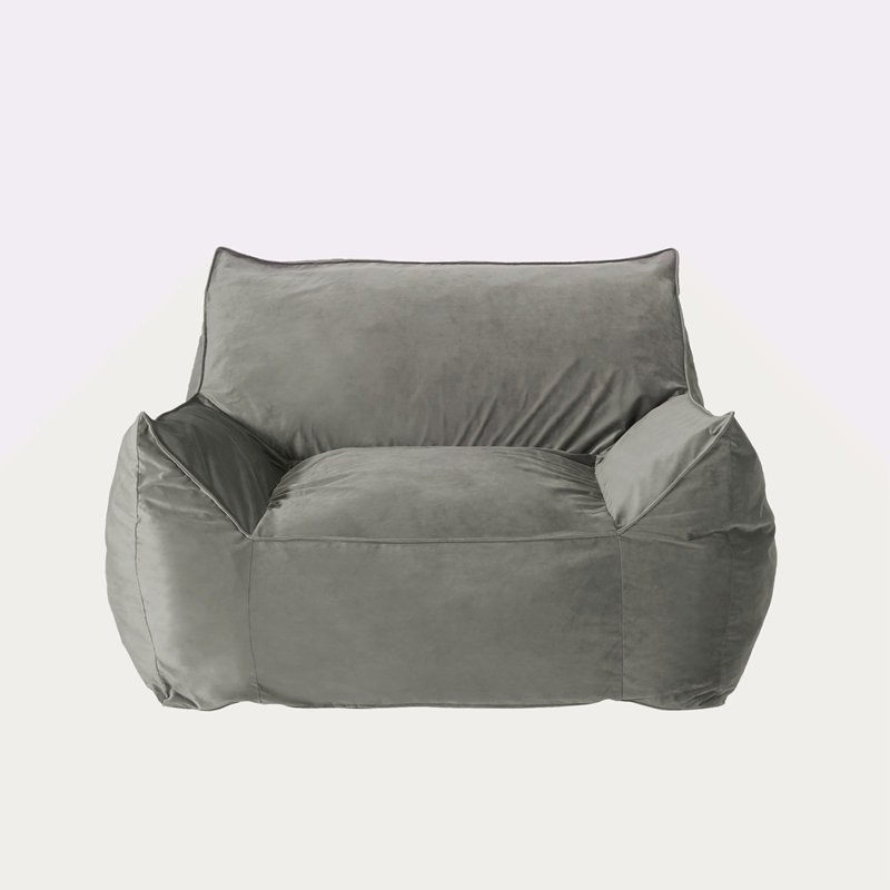 Fauteuil à billes en velours avec accoudoirs, Velours gris velours