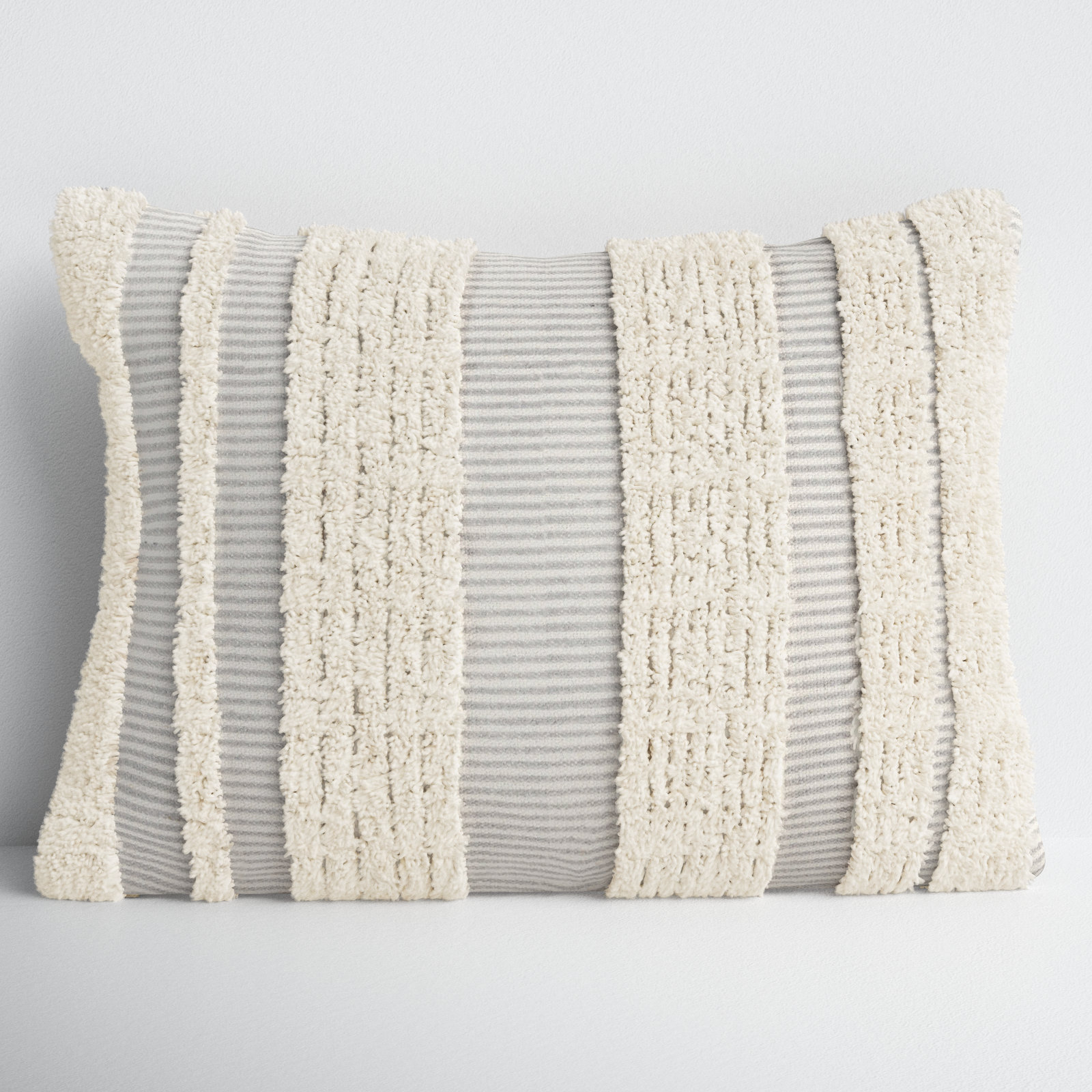 Horace Striped Cotton Throw Pillow, Gray