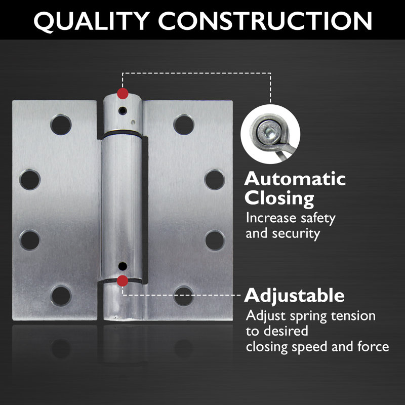 Self Closing Hinge, 4.5-Inch, Square, 2-Pack, Chrome