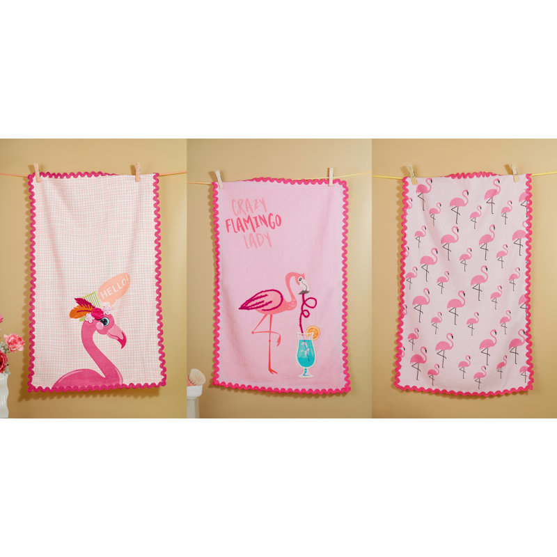 The Flamingo Fun Artisan Kitchen Tea Towel Set of 3