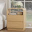 Table de chevet 3 tiroirs l 21,6 po avec station de charge, armoire de chevet cannelée de ferme pour chambre à coucher, profil profilé incurvé-218182487