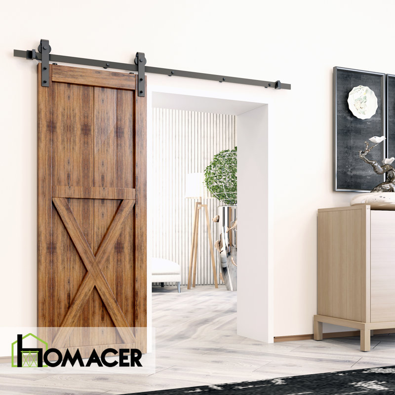 Black Rustic Single Track Bypass Sliding Barn Door Kit