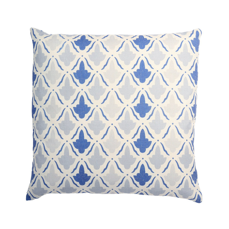 Kyoto Pattern With Polyester Insert Pillow, Blue/White/Gray