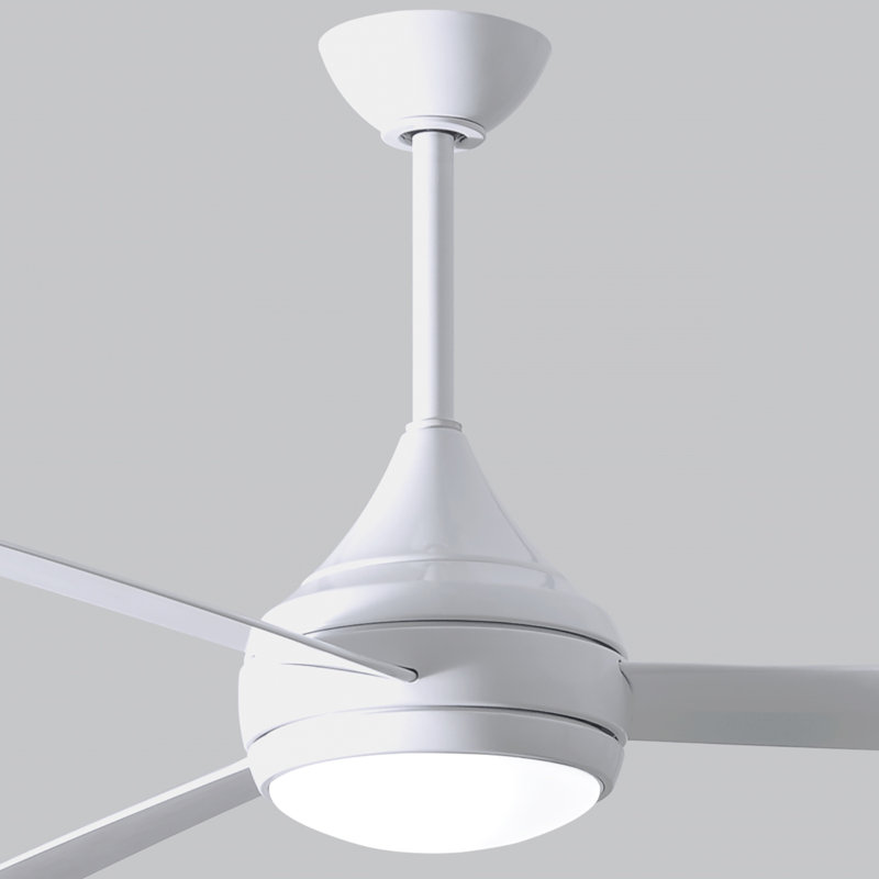 Donaire LED Outdoor Downrod Ceiling Fan, Gloss White, Gloss White