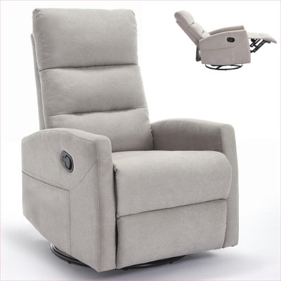 Fauteuil inclinable manuel en tissu pour la détente dans le salon gris classique avec fonction pivotante et berçante