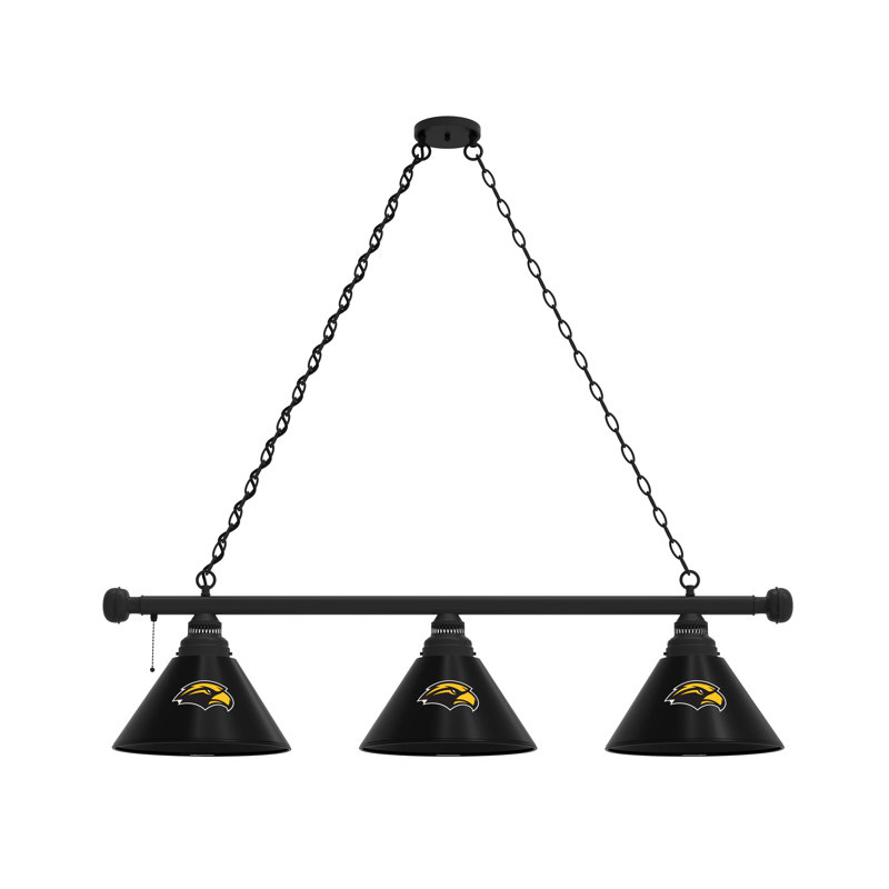 3 - Light Pool Table Lights Pendant, Black, Southern Miss Golden Eagles