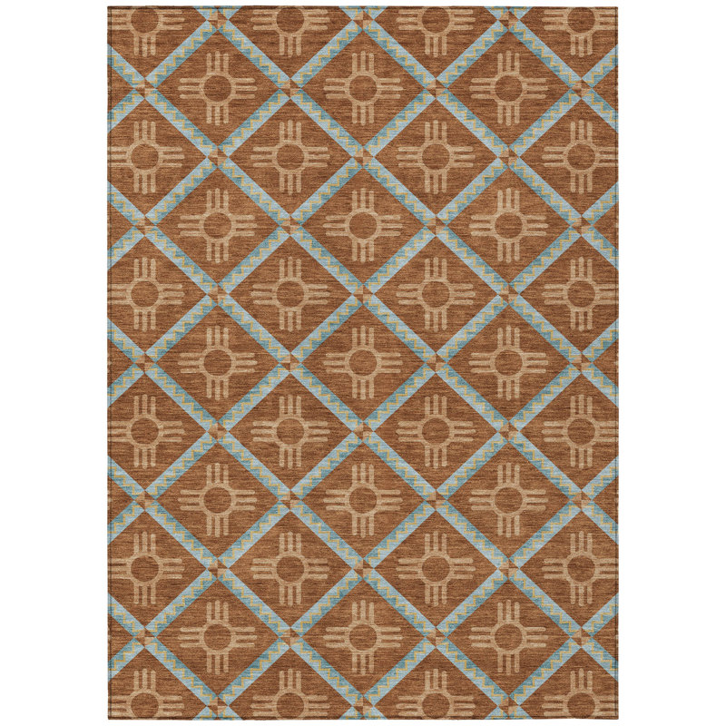 Machine Washable Indoor/Outdoor Chantille ACN2686 Geometric Rug, Paprika, 10' x 14'