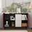 Sideboard Buffet Cabinet In Black And Red For Stylish Dining Room Storage Modern Accent Cabinet, With Doors, 2 Drawers & Open Compartments Kitchen Use-120660194