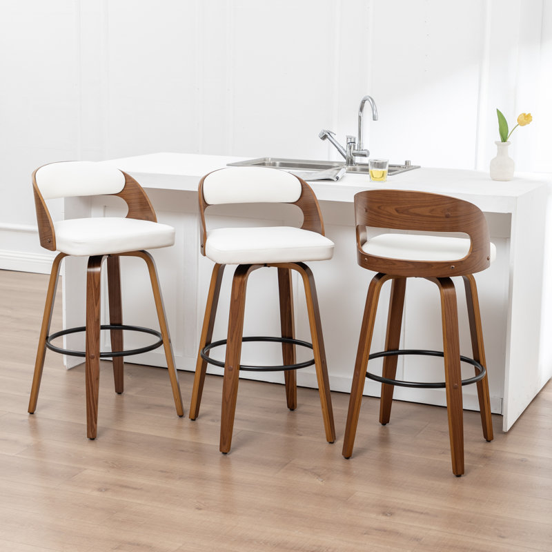 Ensemble de 3 tabourets de bar et de comptoir Artnagullian, Blanc / similicuir