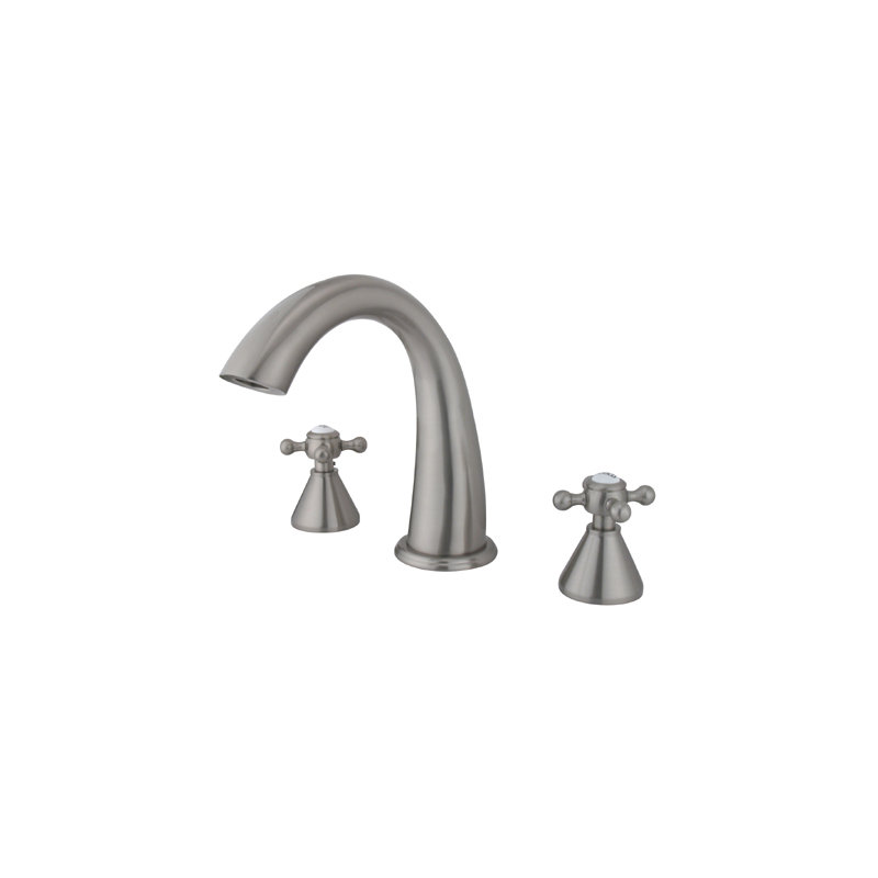 Double Handle Deck Mounted Roman Tub Faucet, Satin Nickel