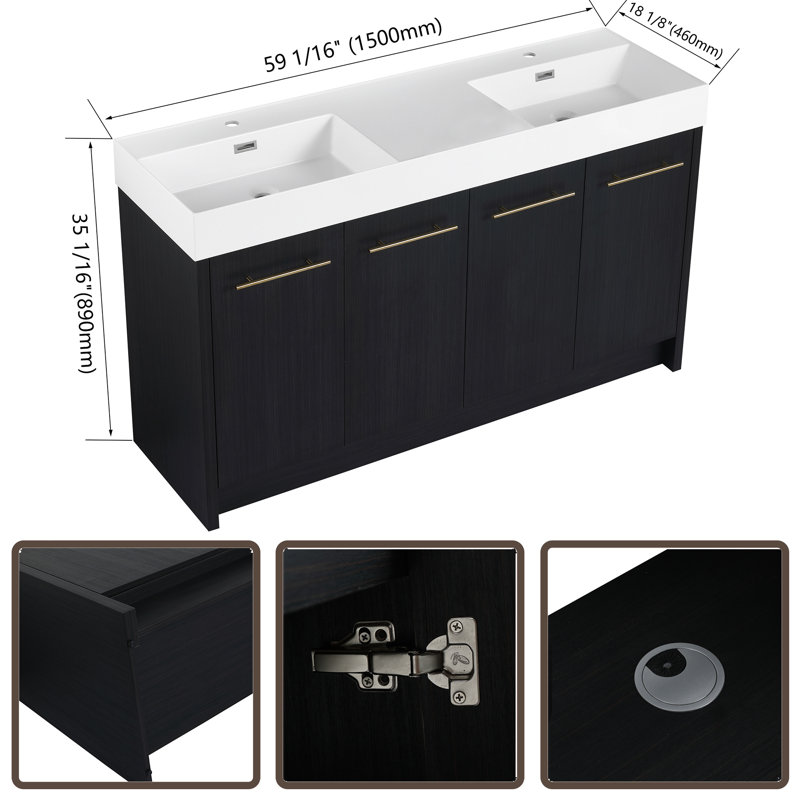 Meuble-lavabo double 59 po avec comptoir