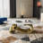 51" Luxury Oval Coffee Table with Base and Sintered Stone Top - Musical Note Shaped Base-988707058