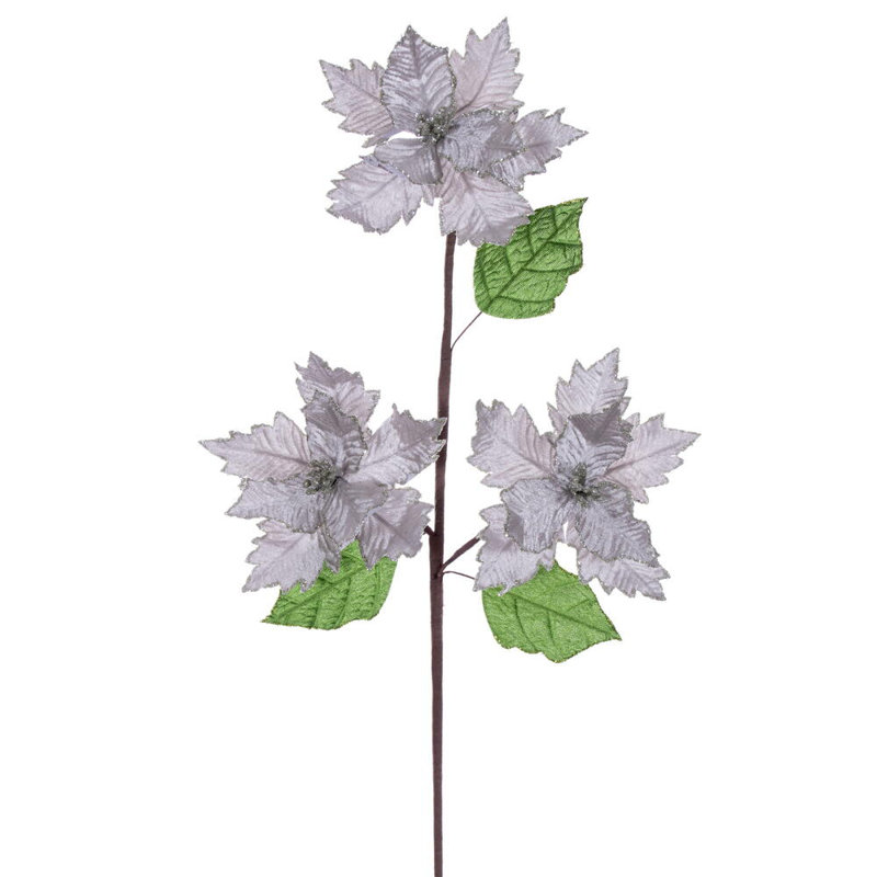 Tige de poinsettia en velours pour bébé 6 po x 26 po Primrue Il comprend trois pièces par sac., Gris