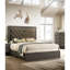 Contemporary King Size Bed With Brown Fabric Upholstered Headboard And Wood In Modern Style Grey Box Spring Requirement
