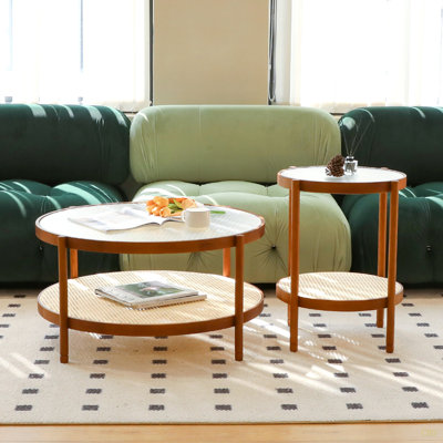 Modern Farmhouse Living Room Coffee Table Set, Stylish And Elegant Nesting Round En Table,Side End Table Set For Living Room,Bedroom-1Pc End Table