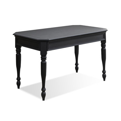 Retro Black Rectangular Solid Wood Dining Table