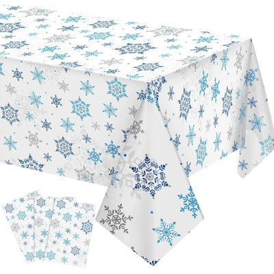 Christmas Winter Decoration Disposable Plastic Tablecloths Red Blue Snowflake Christmas Party Tablecloths