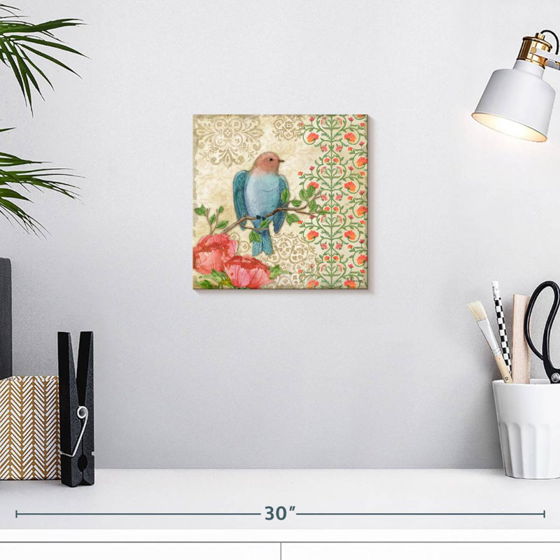 Oiseaux en fleurs Brampt III, H 10 po x l 10 po