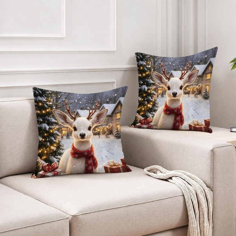 Housses de coussin JYK, Cadeaux blanc cerf rouge
