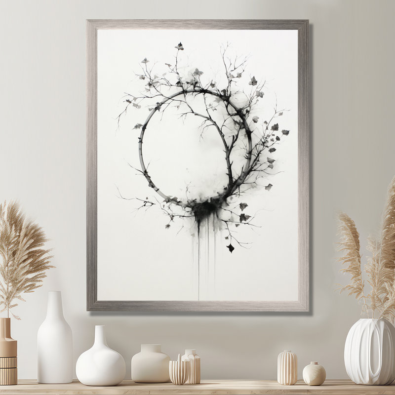 Couronne noire et blanche simple - Art mural encadré couronne, Cadre simple argenté, H 40 po x l 30 po x P 1,5 po