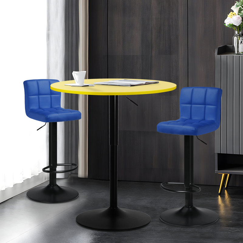 Laylan 2 - Person Pedestal Dining Set, Blue, Yellow