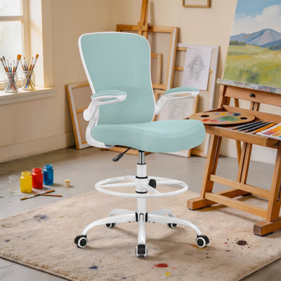 Mesh Drafting Chair with Adjustable Footrest and Lumbar Support