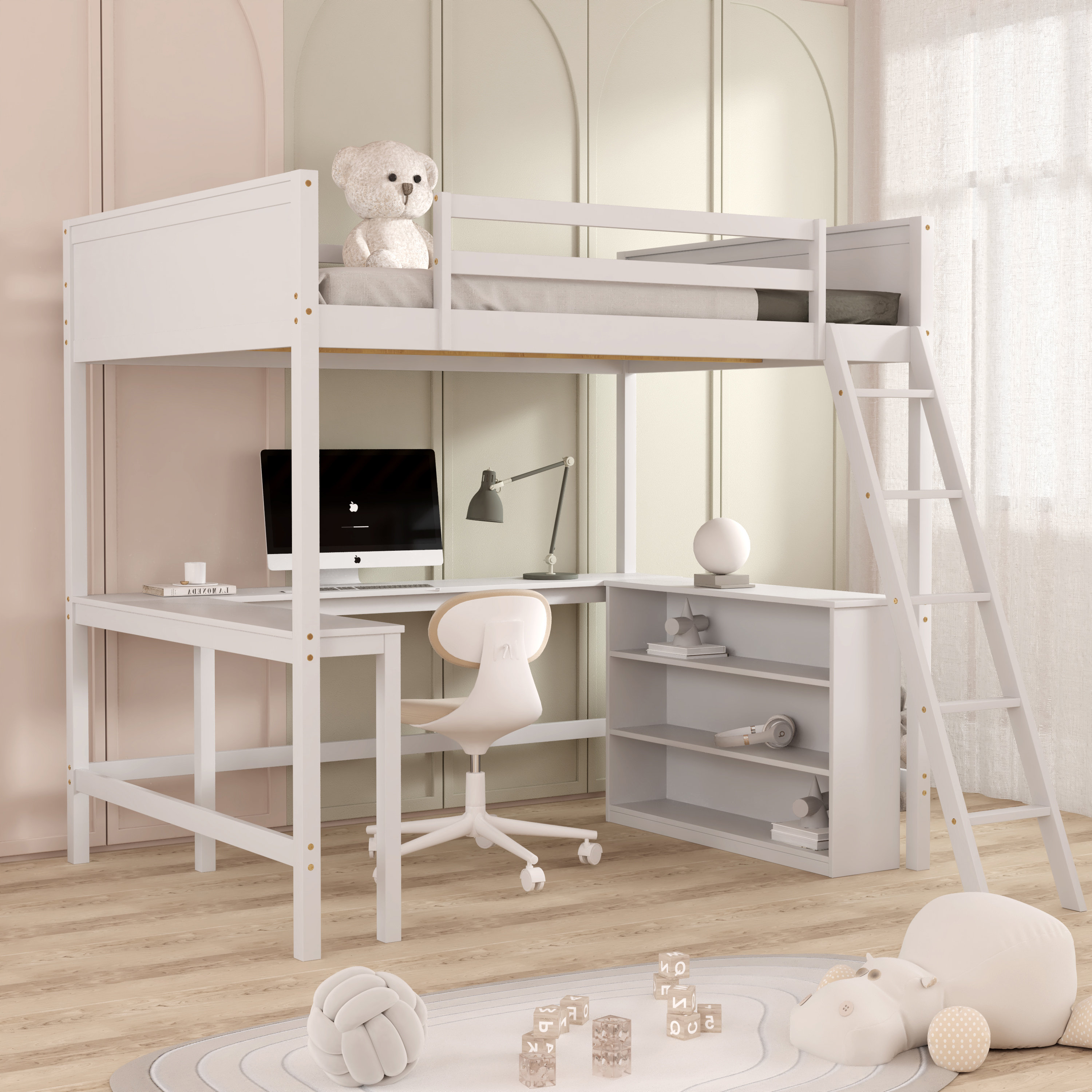 Harriet Bee Gordean Full Loft Bed with Built-in-Desk by Harriet Bee ...