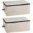 Canvas Organizer - For Blankets, Quilts and Clothes X Oversized Zippered Organizer - Convenient Underbed Storage with Carrying Strap (2 pcs)