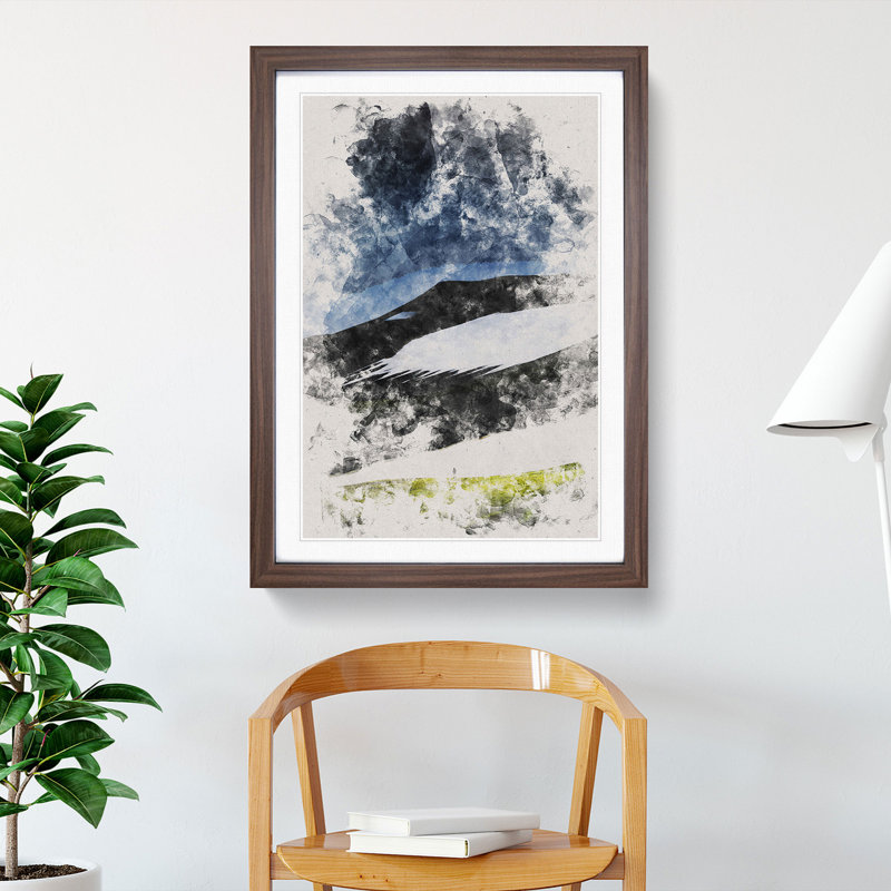Beneath the Mountains of Iceland - Picture Frame Painting, 90cm H x 65cm W x 2cm D, Walnut
